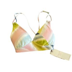 CALIA TRIANGLE BIKINI TOP WOMENS SIXE XXS SEDIMENT STRIPE PUYA NWT MSRP $48